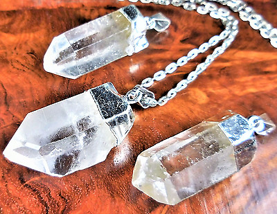 #ad Quartz Necklace Raw Crystal Point Silver Pendant LR21 Healing Crystals Stones $8.08