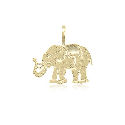 #ad 14K Solid Yellow Gold Elephant Pendant Good Luck Lucky Necklace Charm Women Men $65.15