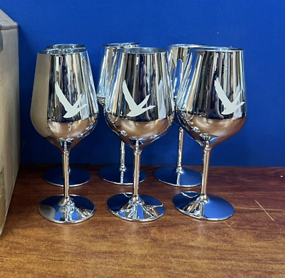 #ad 6 Grey Goose Wine Glasses Set of Plastic Silver $44.95