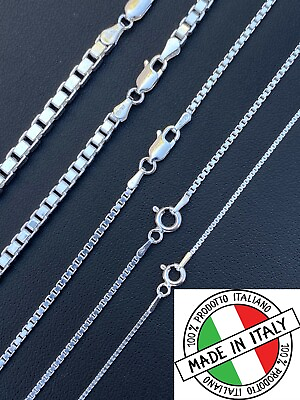 Real Solid 925 Sterling Silver Box Chain 1 4mm Necklace Men Ladies 16 30quot; ITALY $149.94
