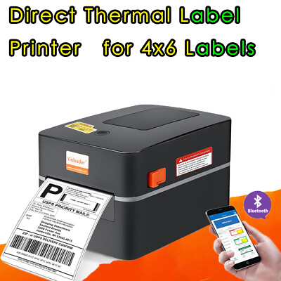 #ad 4x6 Thermal Shipping Label Printer USB Bluetooth For UPS Etsy Amazn Black 203dpi $55.24