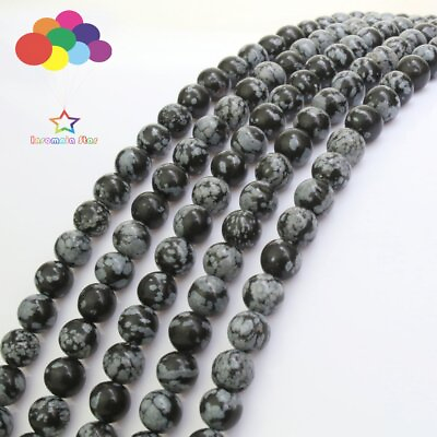#ad Newest Diy 4 6 8 10 12mm Natural Stone Snowflake agate Round Beads fit bracelet $10.00