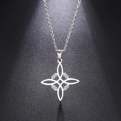Witch Knot Necklace Stainless Steel Choker Necklaces Vintage Amulet Jewelry $11.99