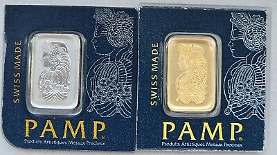 #ad Pamp Suisse Lady Fortuna Bars: 1 Gram Gold and 1 Gram Platinum Each In Assay $151.99