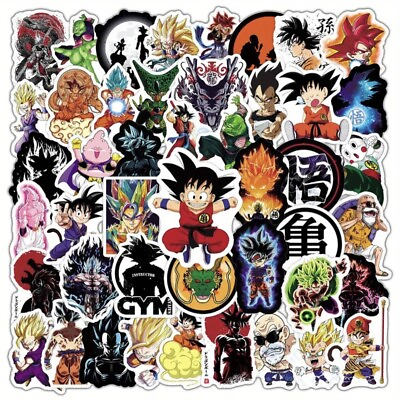 #ad 50 Pcs Stickers Dragon Ball Z Anime Super Saiyan Phone Luggage Skateboard Vinyl $6.90