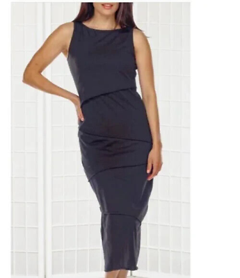 Neon Buddha Women#x27;s Black Shanghai Cotton Midi Sleeveless Dress Size S $19.00