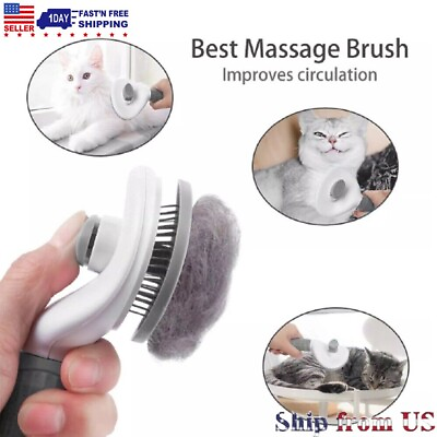 #ad Pet Hair Remover Dog Cat Comb Grooming Massage Deshedding Self Cleaning Brush $7.59