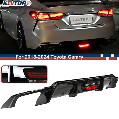 #ad Rear Bumper Diffuser for 2018 2024 Toyota Camry SE XSE Glossy Black W LED Light $87.99