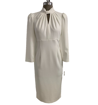 #ad Calvin Klein NWT White Elegant Keyhole Easy Fit Sheath Dress size 4 10 12 14 $39.99