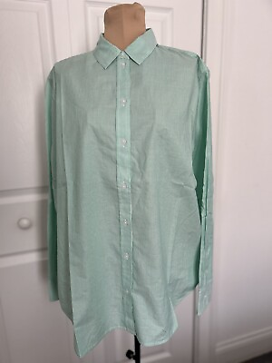 #ad Everlane Womens Cotton Oversized Shirt Mint Greenamp;White Stripe Long Sleeve $53.32