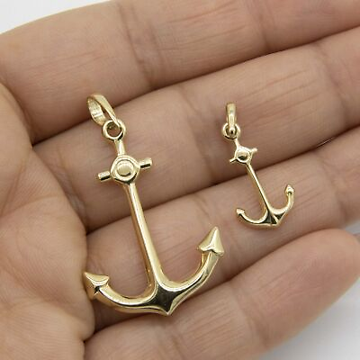 #ad Anchor Charm Pendant Real Solid 10K Yellow Gold All Sizes $63.24