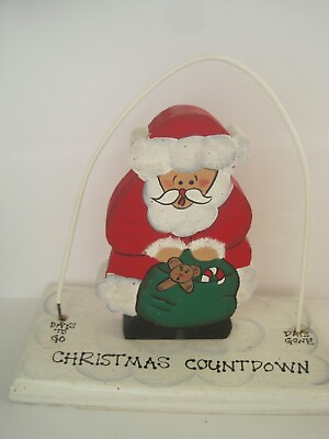 #ad Countdown Christmas Wood Santa Craft Tole Paint 1990s Vintage $14.97