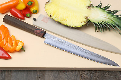 #ad Yoshihiro VG10 Hammer Damascus Sujihiki 9.5quot; Japanese Sushi Knife Shitan Handle $199.99