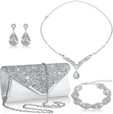 #ad #ad 4 Pcs Women Rhinestone Jewelry Sets for Women Wedding Jewelry Set Rhinestone Ear $39.23