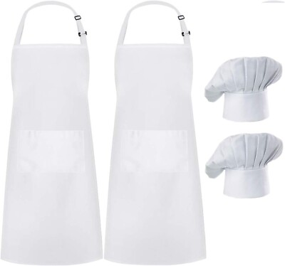 2 Pack Chef Cooking Kitchen Baker Aprons Set for Women Men Father#x27;s Gift White $14.95