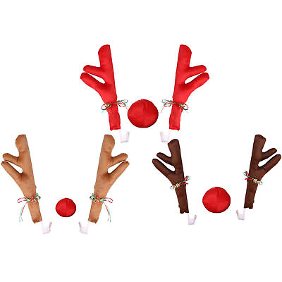 #ad Antlers And Red Nose Reindeer Decoration for Car Christmas Auto Holiday Rudolph $16.03
