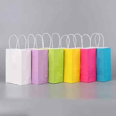 #ad Kraft Paper Gift Bags With Handles 10 20 25 30 50PCS Shopping DIY Bag Free Ship $76.13