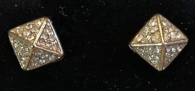 #ad Vintage Earrings Diamond Shaped Metal Backing $4.99