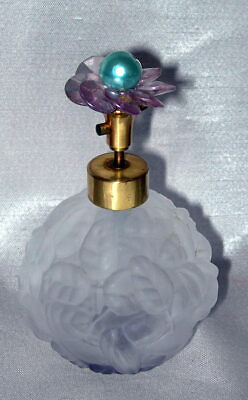 #ad Vintage Irice Atomizer Lilac JEWEL TOP Glass Perfume Bottle Irving Rice NYC $29.99
