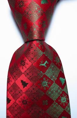 #ad New Classic christmas style Red Green JACQUARD WOVEN Silk Men#x27;s Tie Necktie $8.99