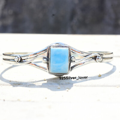 #ad Blue Larimar Gemstone 925 Sterling Silver Bracelet 7.5quot; Handmade Jewelry EM 166 $19.88