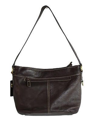 #ad Croft amp; Barrow Leather With Handmade Trim Handbag Purse Brown Zip Closure $24.70