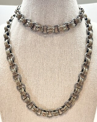 #ad #ad Kiam Family Necklace Chain Link Brass Pewter Tone Chunky Classic 30” Lia Sophia $15.00