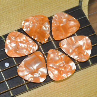 #ad 100pcs lot Thin 0.46mm Standard Guitar Picks Plectrum Celluloid Pearl Orange $9.90