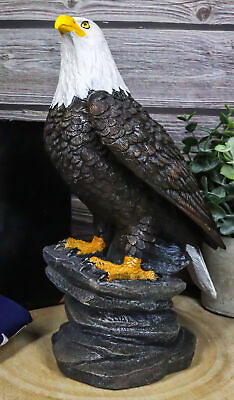 #ad 9quot;H Realistic American Pride Majestic Bald Eagle Perching On Cliff Rock Statue $28.95