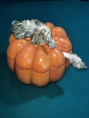 #ad Kaldun amp; Bogle Orange Harvest Pumpkin 10” Soup Tureen Lid Halloween Fall $89.95