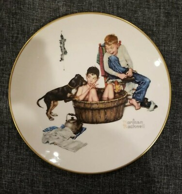 #ad Norman Rockwell Plate Vintage good bath fine china $19.95