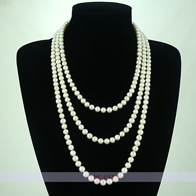 #ad #ad Natural White Pearl Necklace Women Men Freshwater Pearl Jewelry Gift Long 68quot; $34.79