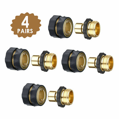 #ad #ad 3 4#x27; Garden Hose Quick Connect Brass Anodized Aluminum Female Male Set 4 Pack $11.45