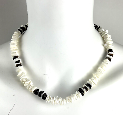 Necklace Short Shell? Bone? Brown Off White Jewelry Bling Casual Screw Clasp $7.99