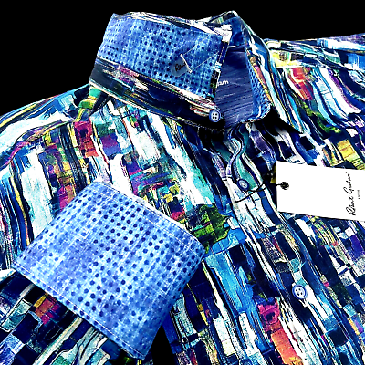 #ad Robert Graham 2XL Geometric Paint Brush Strokes Dotted Pastiche Sport Shirt $139.99