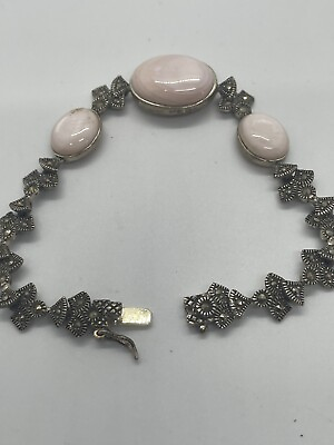 #ad Vintage Rose Quartz 925 Toggle Bracelet $100.00