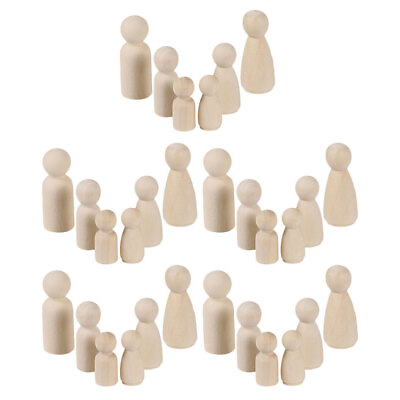 #ad Unpainted Wooden Peg Dolls Family Set of 30 for Creative Fun $13.88