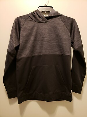 #ad Reebok XL Youth Hooded Sweatshirt Black And Gray W Front Pocket $9.99