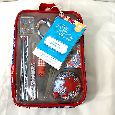 #ad The Pioneer Woman 9 Piece Sewing Kit Heritage Floral Scissors Needles Pins Tote $17.95