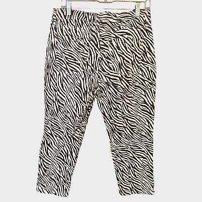 #ad Charter Club Womens Size 10 Zebra Pants Capri Length Black White Jean $18.00