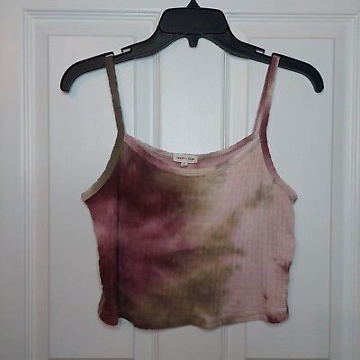 #ad Heart amp; Hips Pink Tie Dye Cropped Tank Top Bohemian Hippie Camisole Size Medium $8.00