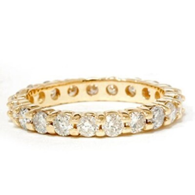 #ad 14K Yellow Gold Brilliant Round Created Diamonds Eternity Wedding Band Ring $325.00