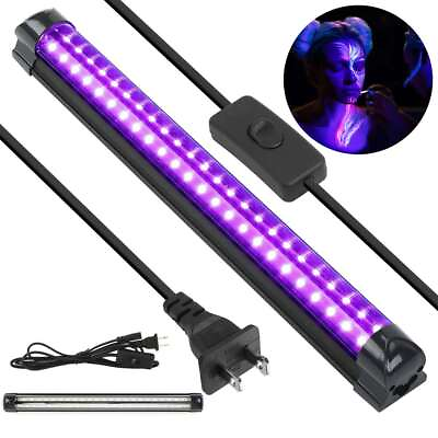 #ad 48LED UV Black Light Bar Fixtures Ultraviolet Lamp US Strip Plug Party Club 2PCS $29.19