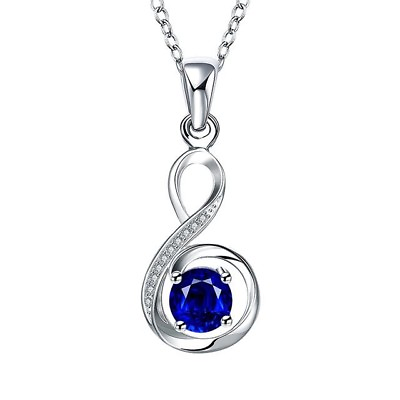 #ad Silver Plated Cubic Zirconia Sapphire Necklace $11.00