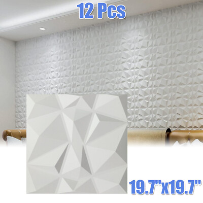 #ad 12Pcs Modern 3D Wall Panels DIY PVC Diamond Art Design Home Wall Ceiling Decor $55.70