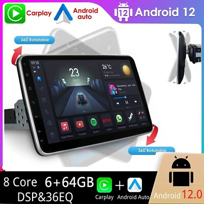 #ad 10.1 inch Android 12 8Core Car Stereo 1 DIN GPS WIFI DSP Rotatable Screen 664GB $199.50