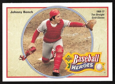 #ad 1992 Upper Deck Baseball Heroes Gold Glove Johnny Bench #38 Cincinnati Reds $1.59