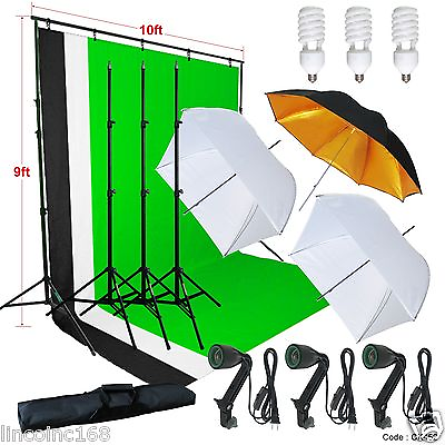 #ad Photography Studio Lighting 9x10 Backdrop Stand Muslin Set Photo Light Kit $99.99