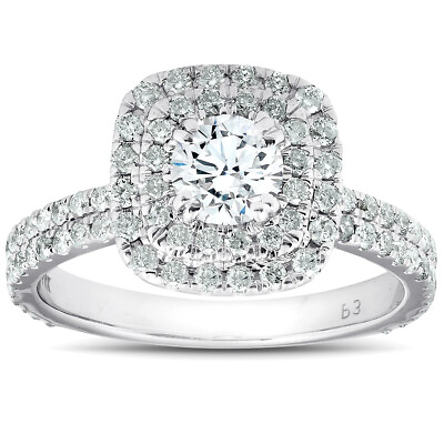 #ad 1 1 3 Ct Cushion Halo Diamond Pave Engagement Ring 14k White Gold $899.99