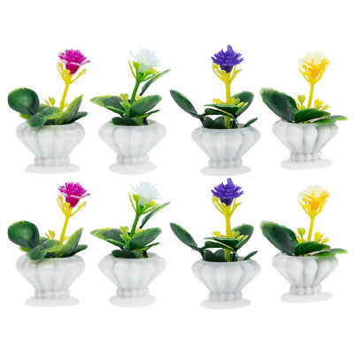 #ad 8 Pcs Mini House Outdoor Artificial Plants Ornament Doll Gift Decoration $10.35